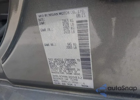 2024 Nissan Altima Sr Fwd из США, поврежденный, VIN 1N4BL4CV4RN309832